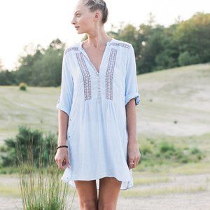 Embroidered Shirt Dress/ Beach Cover Up